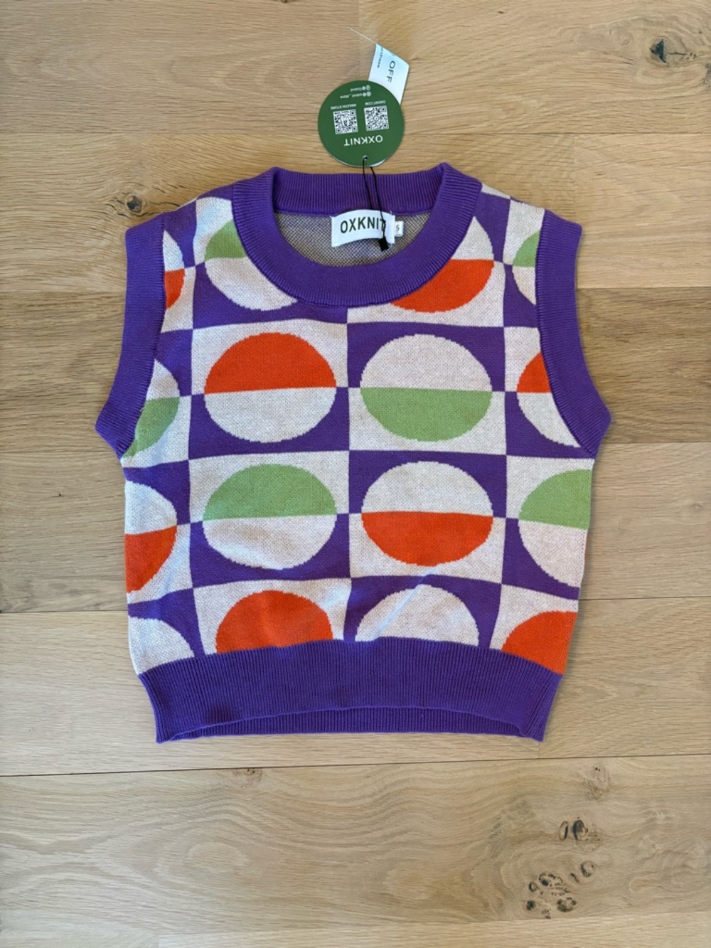 OXKnit Purple Geo Circle Knit Vest